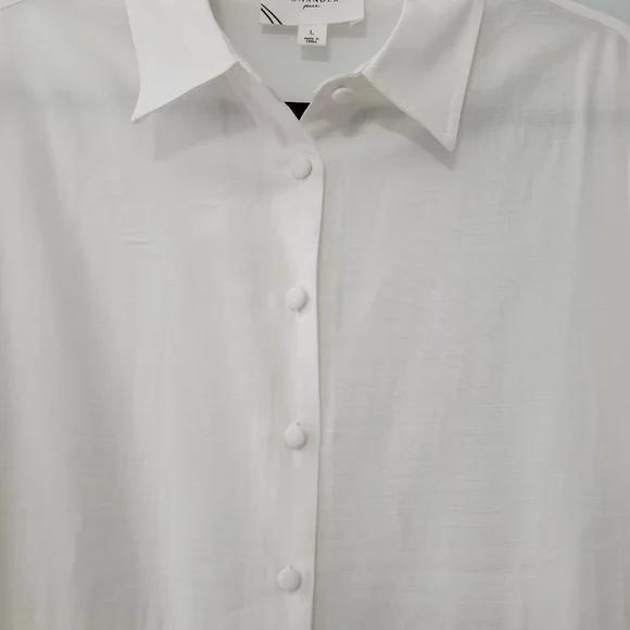 Pomander Place Ashlen Blouse White Size L Flowy Button-Down Top Closet Staple - Picture 8 of 13
